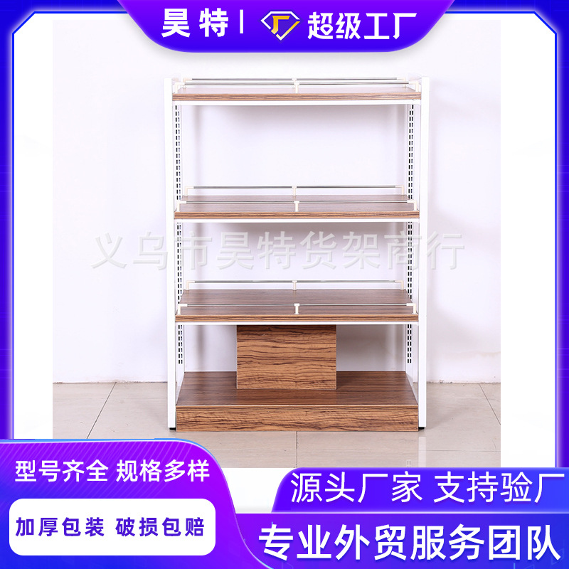 新款四层钢木货架厂家销售粮油饮料中岛钢木货架 超市奶堆货架