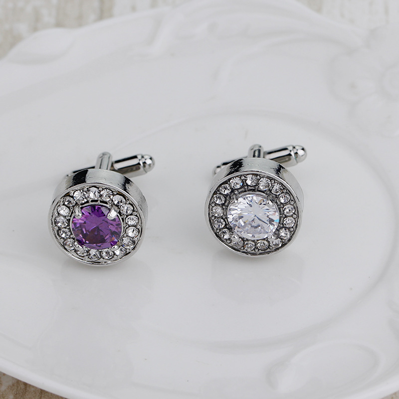 nuovi gemelli rotondi in cristallo con diamanti gemelli viola con zirconi per camicia_voghion.com