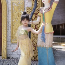 傣族舞蹈服小朋友女旅游民族风套装儿童傣族服装女旅游拍照写潮流