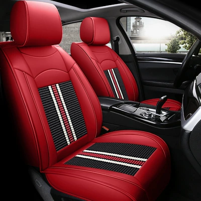 Leather and Fabric Seat Cover, Summer – Four Seasons Pad - passion-red-standard-edition-general-purpose