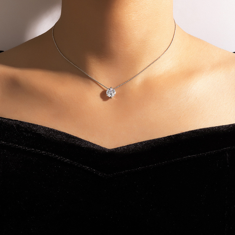 simple transparent invisible fish line zircon necklace diamond-studded clavicle chain female