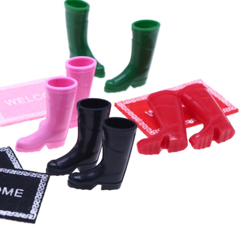 Casa de muñecas mini Botas de lluvia de simulación BJD Botas de lluvia OB11 escena en miniatura jardinería zapatos de silicona zapatos rectos Zapatos de Navidad