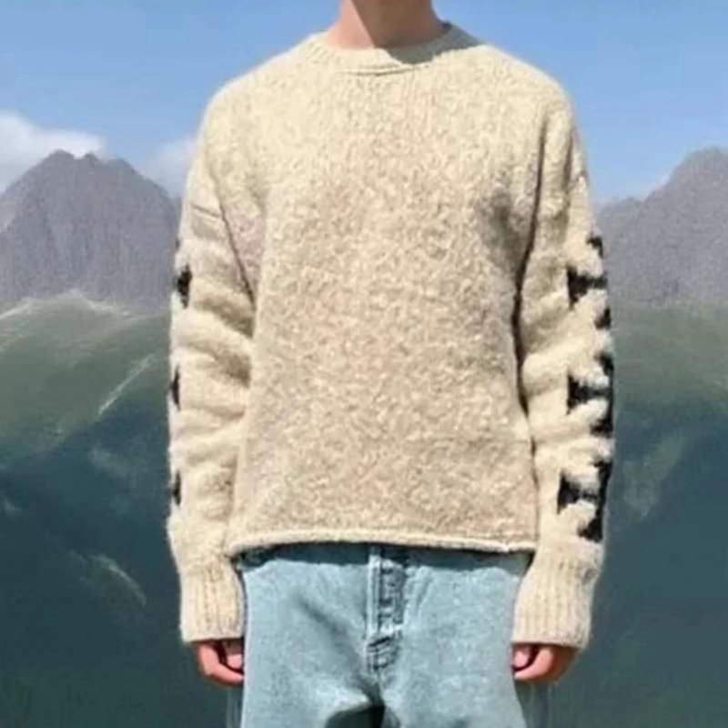 Men's and Women's High Street Design Loose and Versatile Knitwears Foreign Trade Wholesale American Street Retro Personalized Cross Knitwears