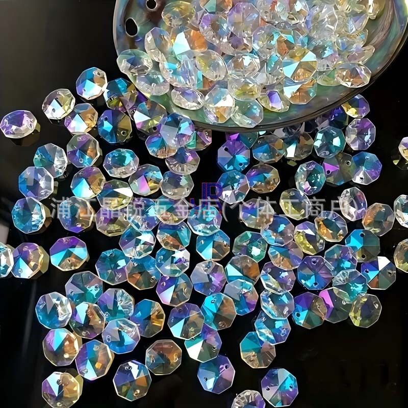 Sun Catcher Ab Color 14mm Crystal Octagonal Beads Glass Bead Curtain Wind Chime DIY Loose Beads Crystal Lighting Accessories