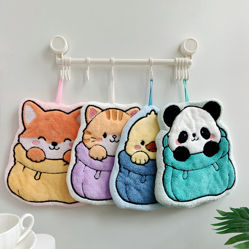 Cross-Border Supply of Cute and Adorable Animal Hand Towels, Hangable, Thickened, Odorless, Suitable for Kitchen and Bathroom, Children's Souvenirs