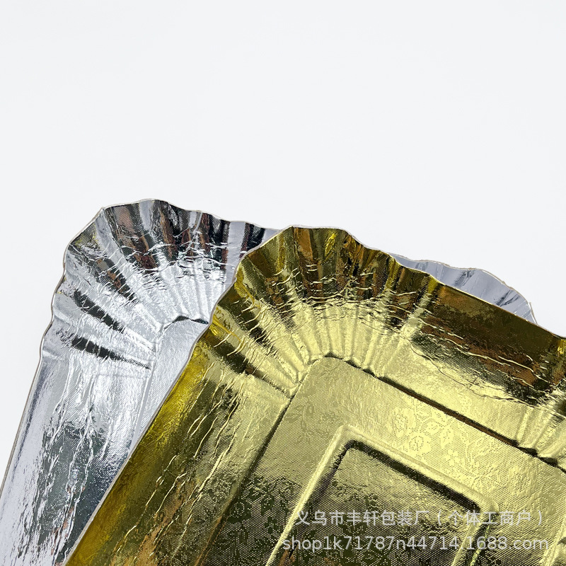 Fábrica directa fiesta bandeja de papel desechable 1200 gramos bandeja de película de aluminio de oro para niños platos de papel de cumpleaños