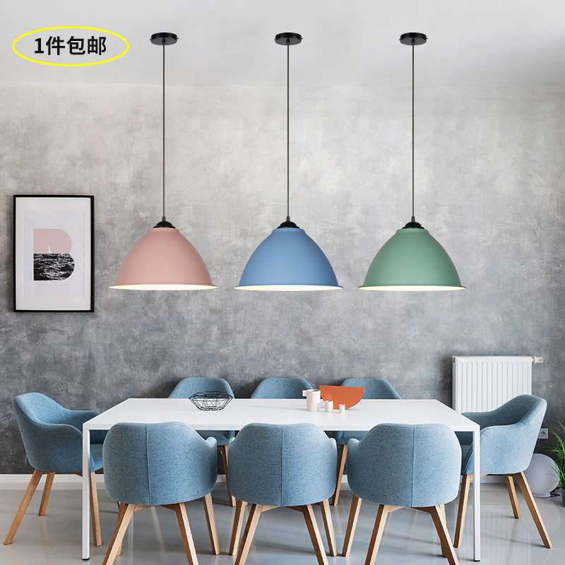 Minimalist modern single head restaurant pendant light Nordic hair salon light personalized macaron classroom lid shop commercial cover