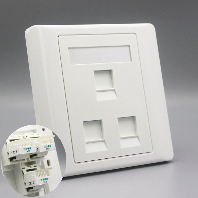 86型三位免打电话信息面板CAT3四芯电话面板RJ11语音电话通讯插口