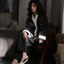 睡衣女冬季舒棉绒女黑色加厚家居服可外穿大码睡裤直筒洋气超好看