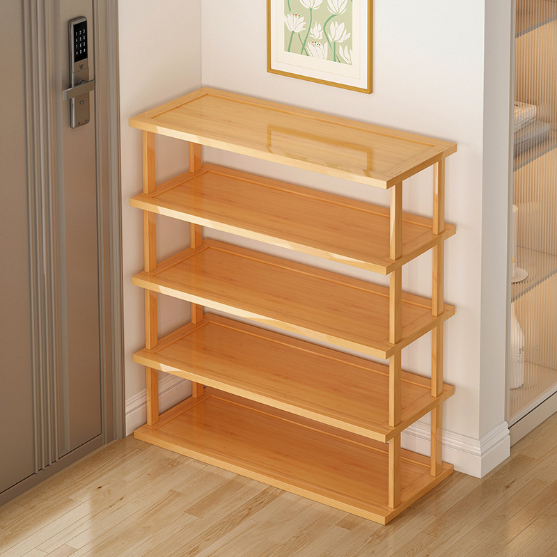 Estante de madera maciza Estante de almacenamiento multicapa Estante para bocadillos domésticos Estante simple Estante trasero de puerta de piso Estante en capas