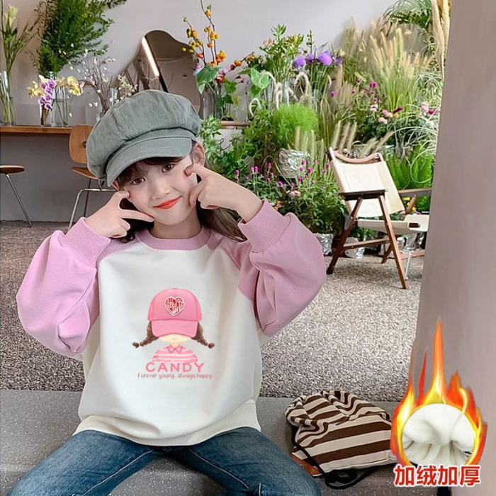 핑크와 퍼플 살구 [핑크와 화이트 스트라이프 걸스] 플러스 벨벳 스타일