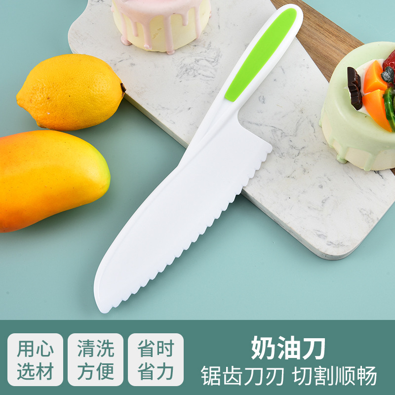 アマゾン子供安全プラスチックフルーツカッターケーキホルダープラスチック包丁ベーキングツールパンナイフ|undefined