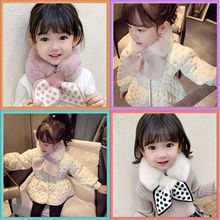 儿童围巾女宝宝兔毛女童加厚保暖围脖韩版可爱亲子百搭千鸟格