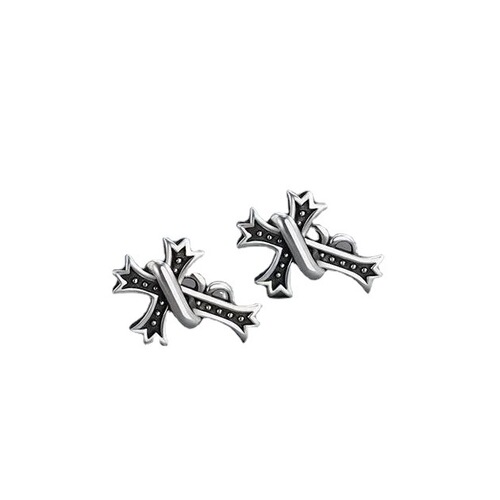 925 silver earrings, men's trendy earrings, boys' design, niche cross, trendy personality, single cool men's earrings