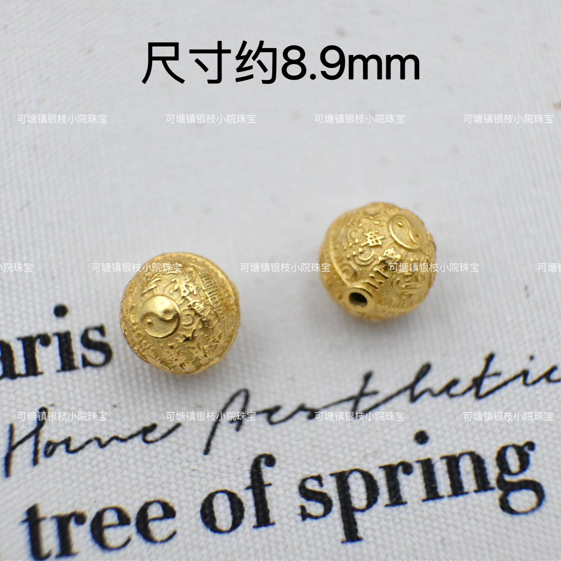 S925 Silver Ancient Fa Gold Love Gourd Through Hole DIY Accessories Bead Running Ring Bracelet Necklace Pendant Beaded Accessories