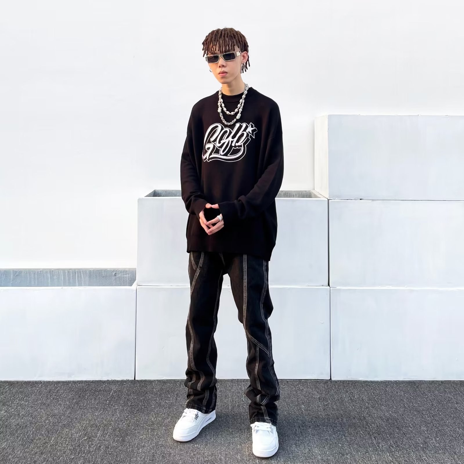 Patchwork Jeans For Men High Straight Loose Design Sense Niche Trendy Brand Street Pants Simple Style_viptrois.com