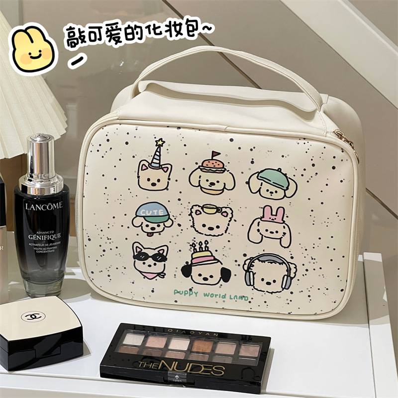 Linda bolsa de cosméticos, almacenamiento de partición, bolsa de almacenamiento de maquillaje portátil de gran capacidad para mujer, bolsa de lavado de viaje portátil impermeable