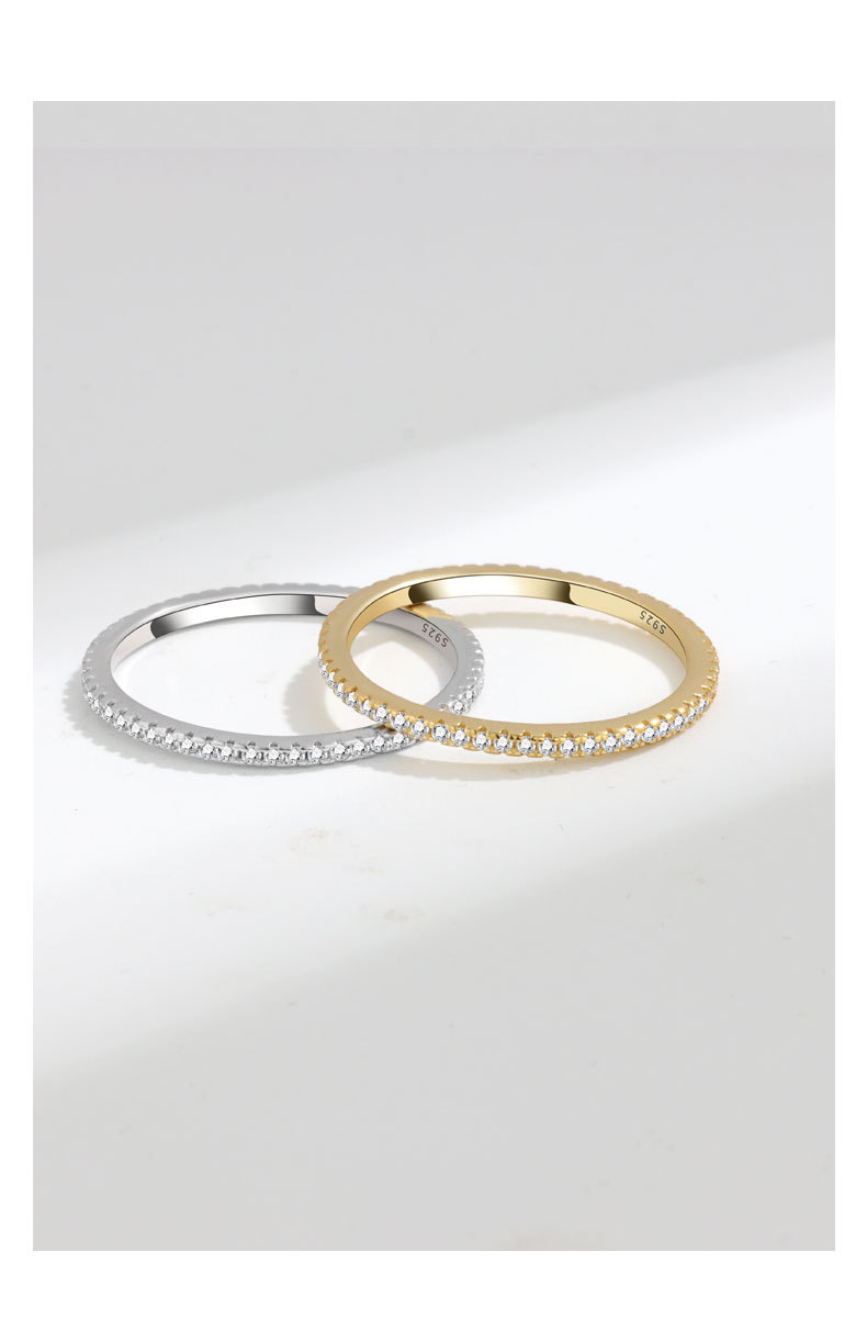 Daily Occasion 925 Sterling Silver Material 18K Gold Plated White Gold Plated 925 Sterling Silver Zircon Geometric Rings