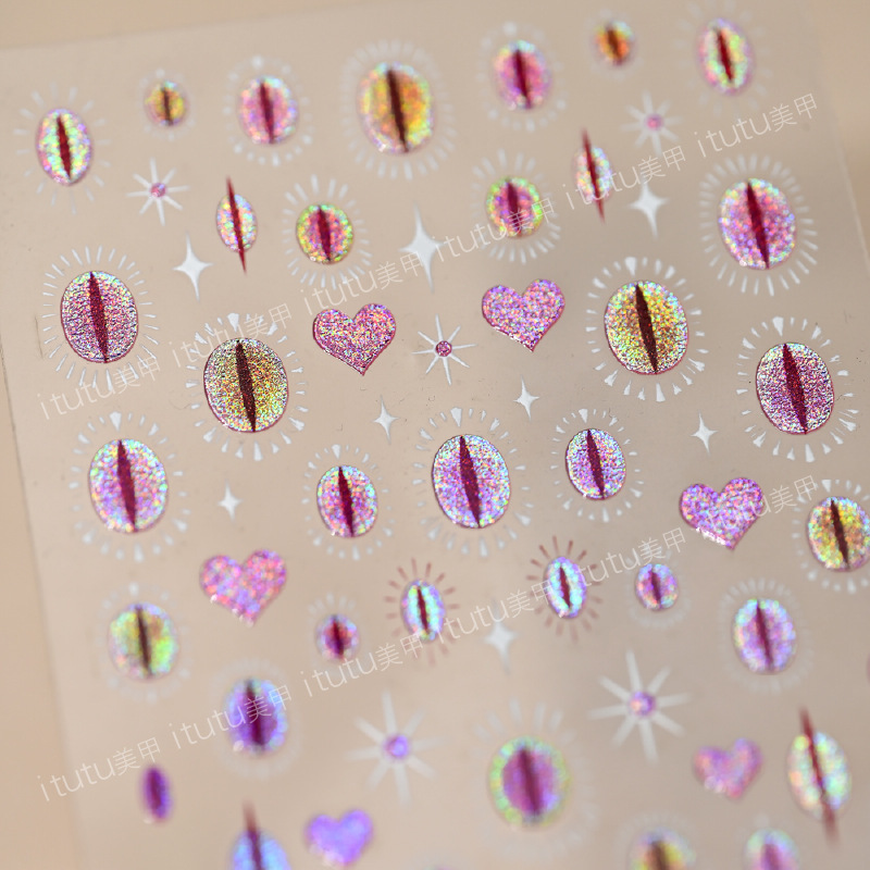 Elf pupila dulce cool pupila vertical ojos de gato pegatinas de manicuras de color fantasma pupila amor personalidad pegatinas de chicas calientes