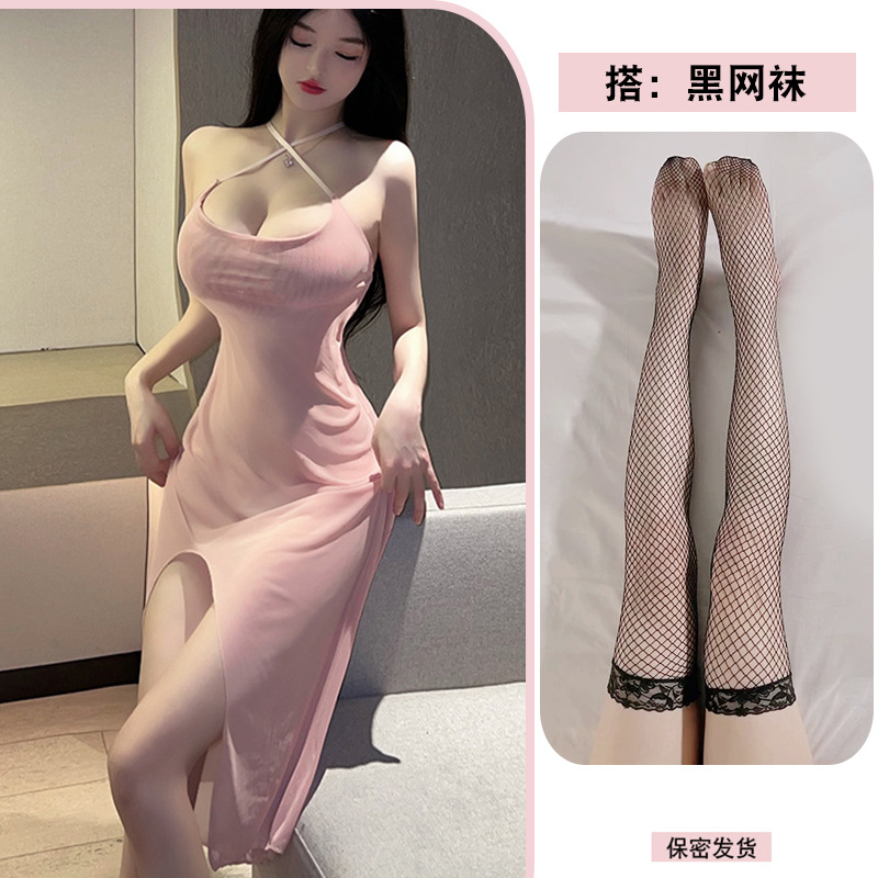 피부색 + 검정 망사 스타킹