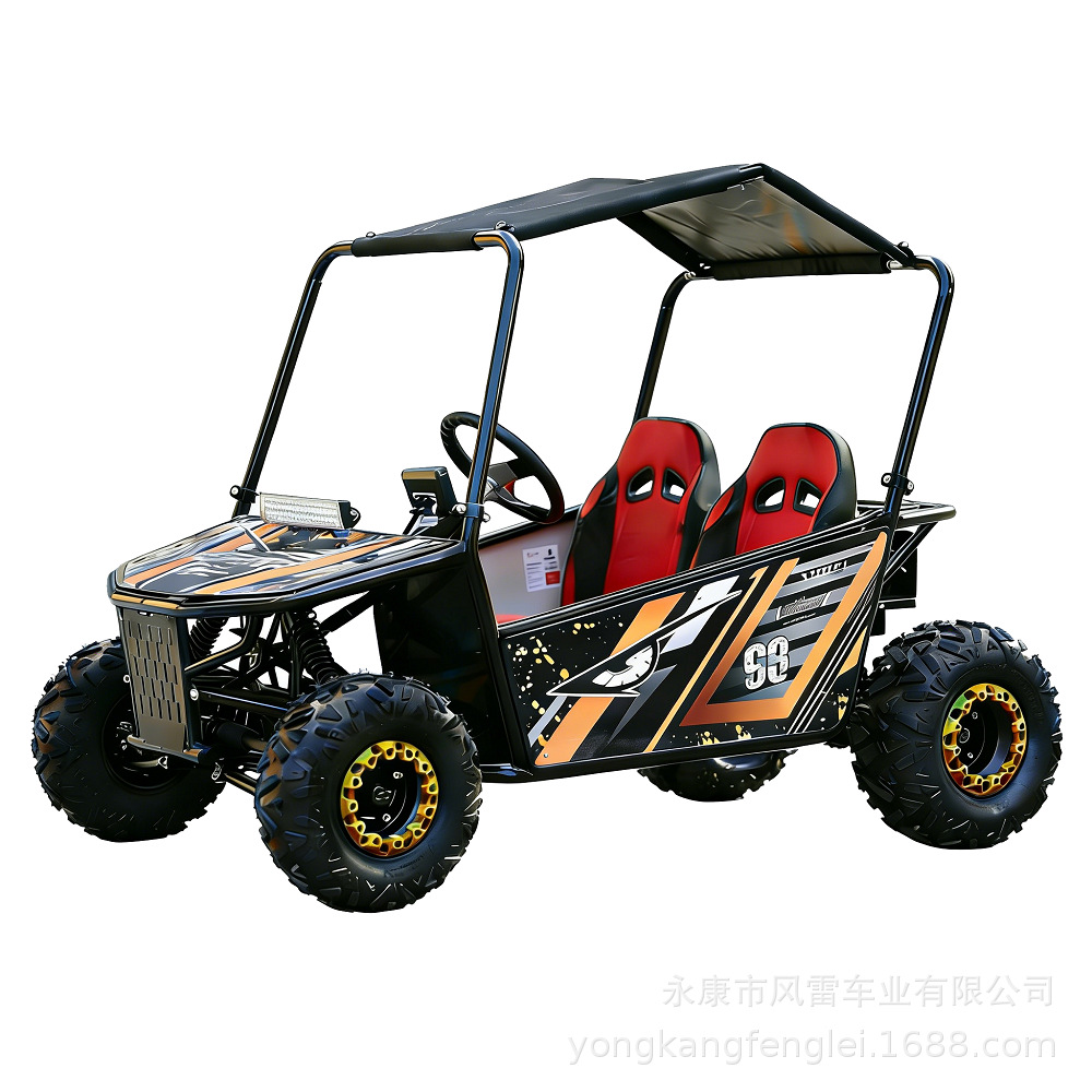 Go Kart Eléctrico de 2 Asientos de Hierro con Transmisión por Eje para Recreación Juvenil image 5
