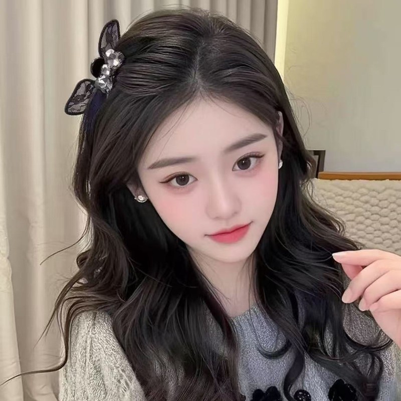 甜美蕾丝兔耳朵蝴蝶结小抓夹女公主头发夹后脑勺盘发鲨鱼夹子头饰|undefined
