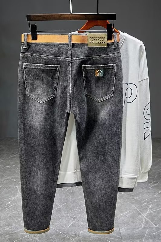 Korean version of new jeans, trendy elastic slim fit small leg casual and versatile slimming cropped pants, men's_voghion.com