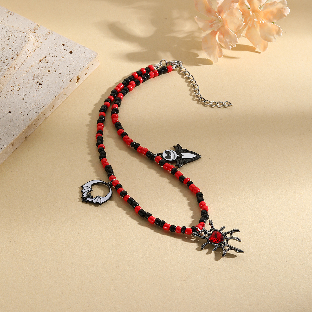 11g Weight Zinc Alloy Pendant Material Pendant Necklace Classification Seed Bead Chain Material 1 Piece Quantity Festival, Street Occasion Zinc alloy Material Halloween Festival Pumpkin, ghost, Skull Pattern Unisex Gender Hip-Hop, Streetwear Style Hip-Hop Streetwear Pumpkin Ghost Skull Zinc Alloy Beaded Necklaces Halloween Wholesale 7