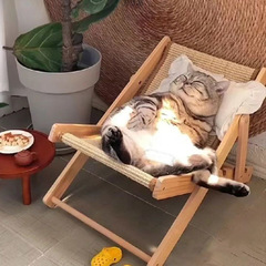 实木剑麻猫咪躺椅摇摇椅猫椅子猫抓板猫窝一体不屑四季通用