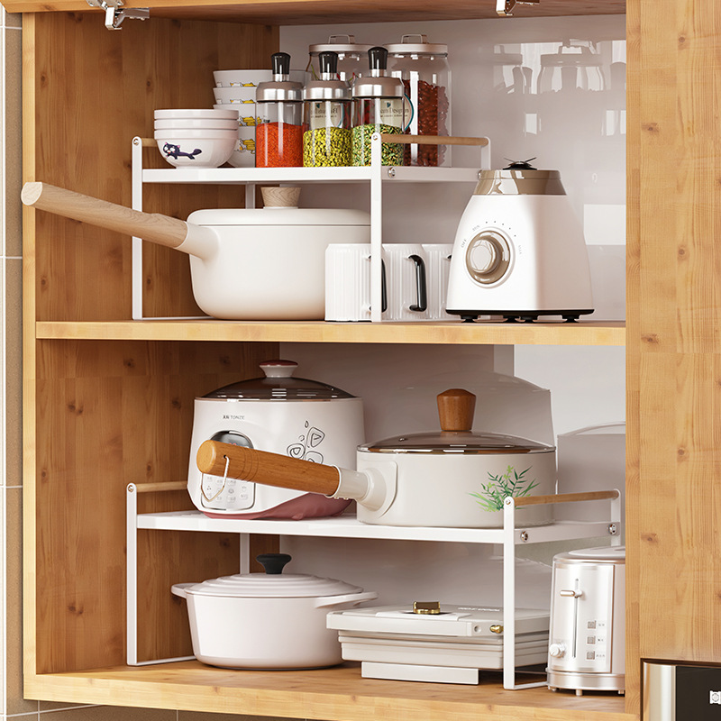 廚房用品櫥柜分層置物架廚房臺面桌面調(diào)料架鍋碗儲物架廚具瀝水架