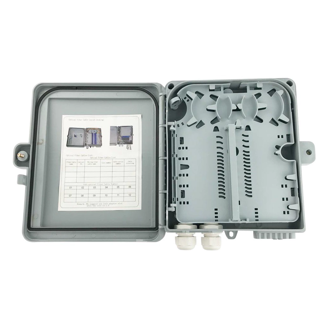 Коробка распределения оптического кабеля 12 Ядров Крытая и на открытом воздухе водоустойчивая коробка распределения стекловолокна стен-установила модель внешней торговли терминальной коробки стекловолокна