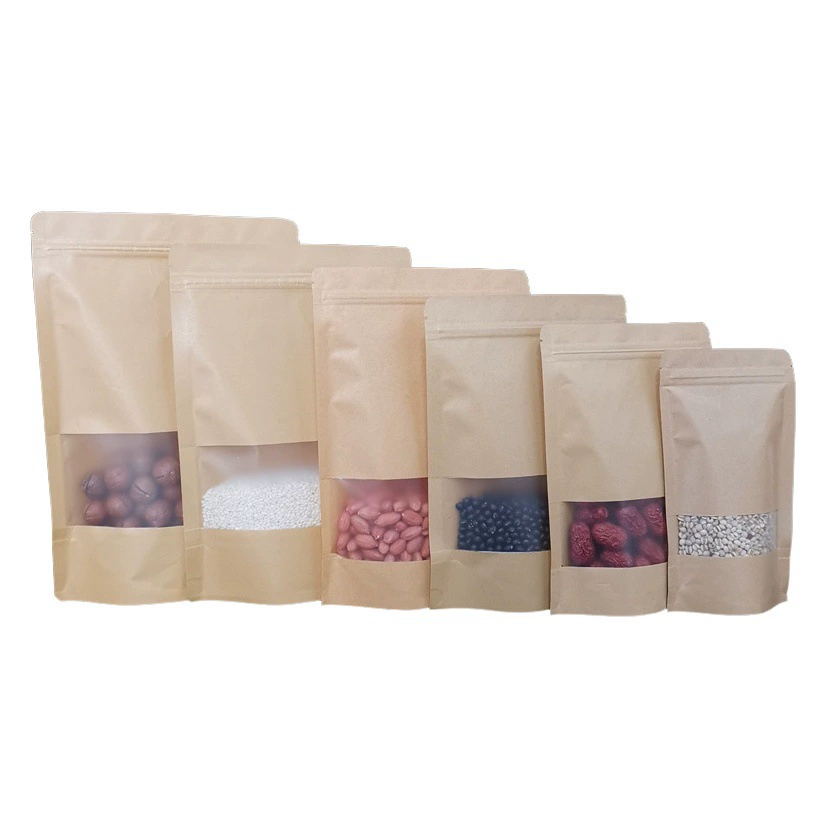 Окно Мешок Kraft Бумажный Собственн-запечатывания Мешок Kraft Бумажный Гайка Чай Упаковывая Мешок Матовое Окно Мешок Еды