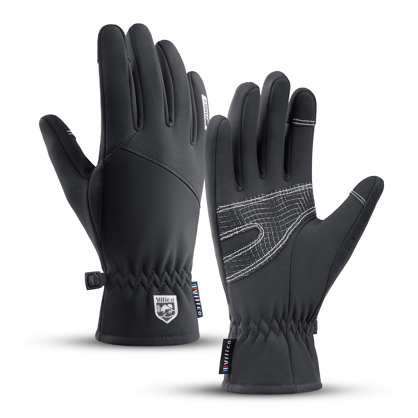 Guantes de esquí antideslizantes y resistentes al viento con pantalla táctil de silicona para ciclismo al aire libre, con forro polar para mayor calidez, venta al por mayor.