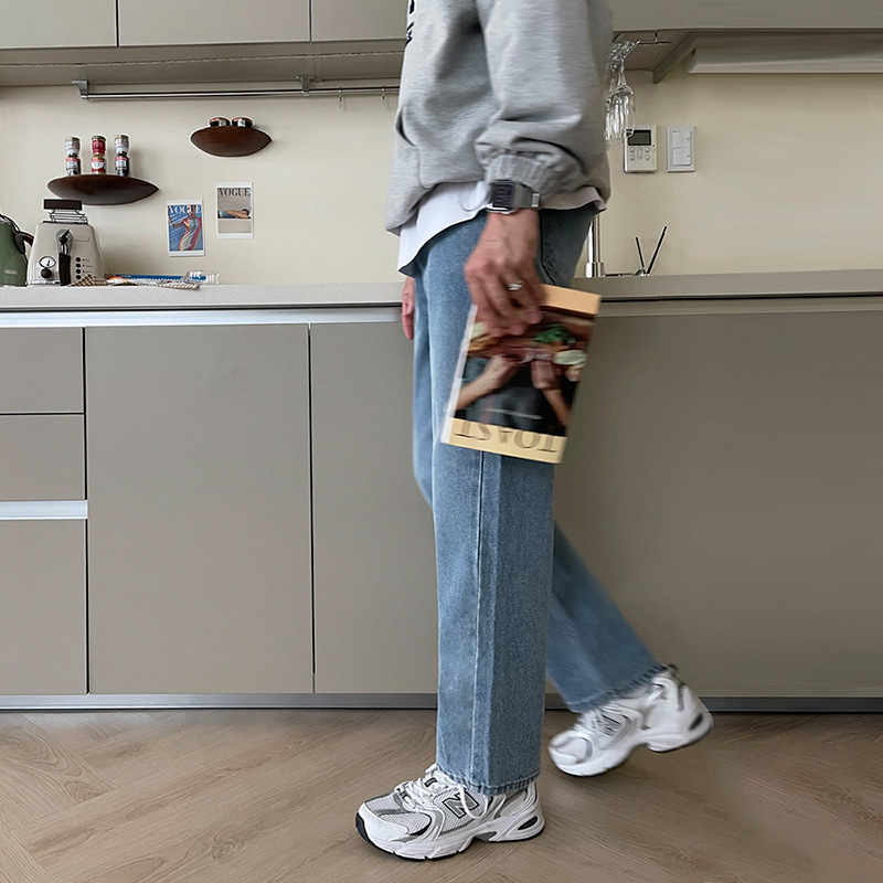 【Clearance】Men's Jeans Spring Trendy Brand Ins Loose Straight Versatile Casual Plus Size Wide-Leg High Street Long