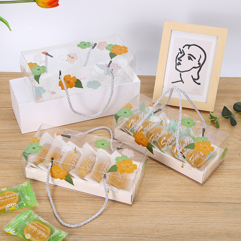 清新绿6粒装豆糕包装盒手提透明端午节传统糕点凤梨酥玛德琳礼盒