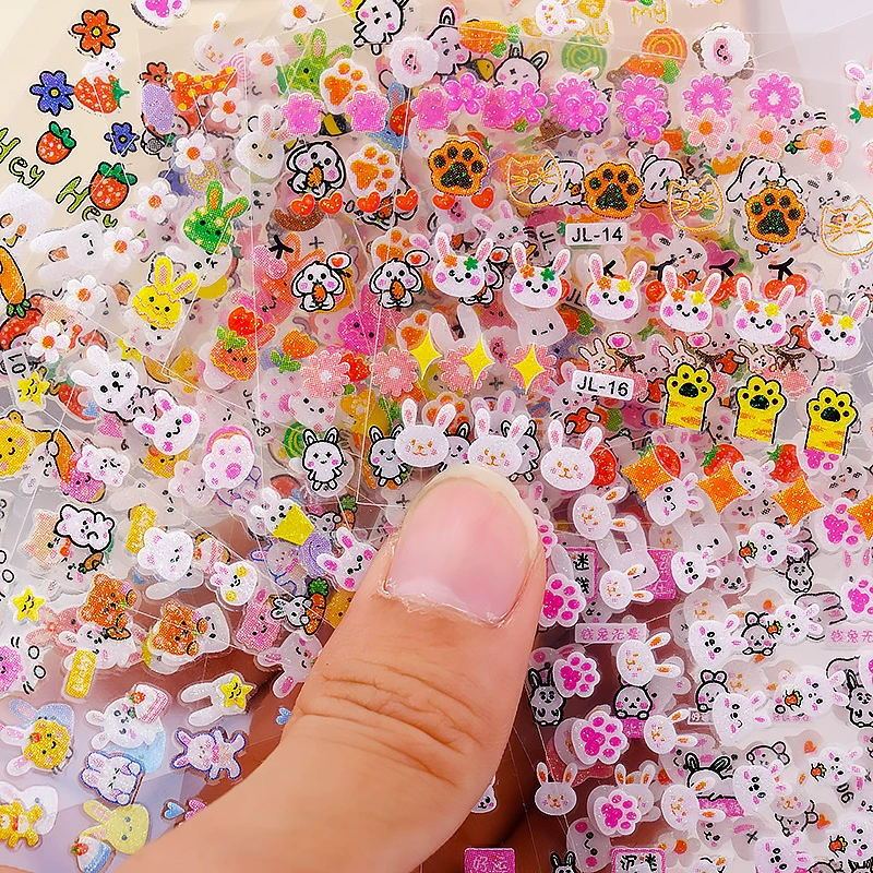 Cute Luminous Children's Nail Stickers Princess Little Girls Baby Nail Stickers Cartoon Mini small size Waterproof Stickers