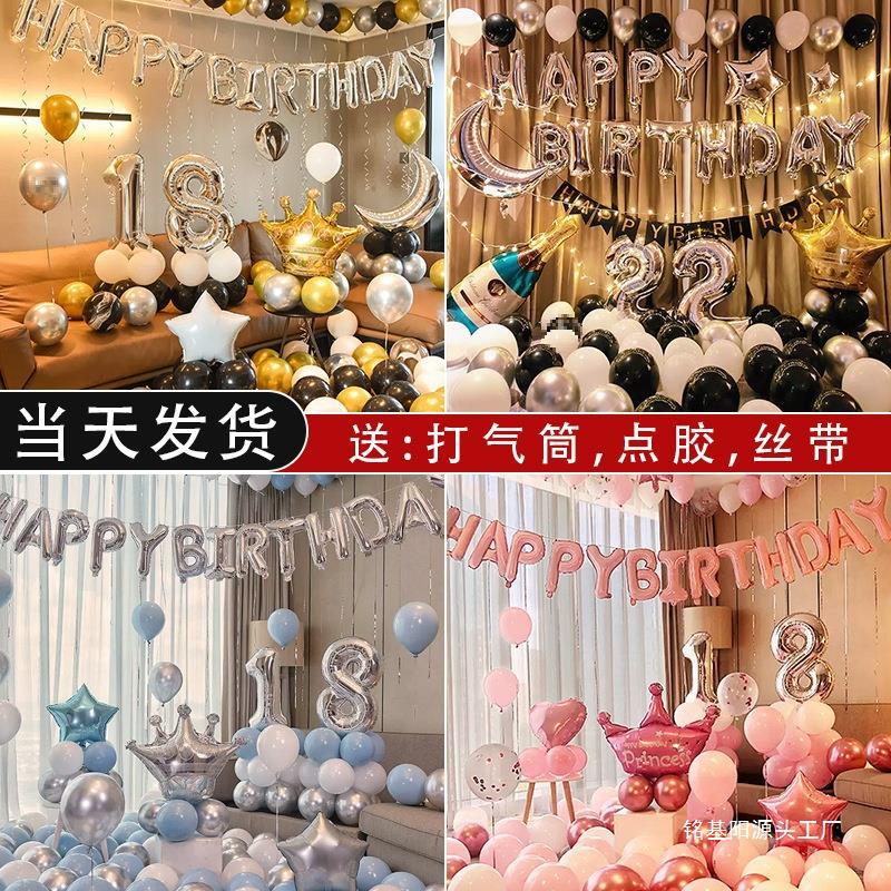 生日布置气球派对男孩女孩场景道具用品网红18岁成人礼装饰背景墙