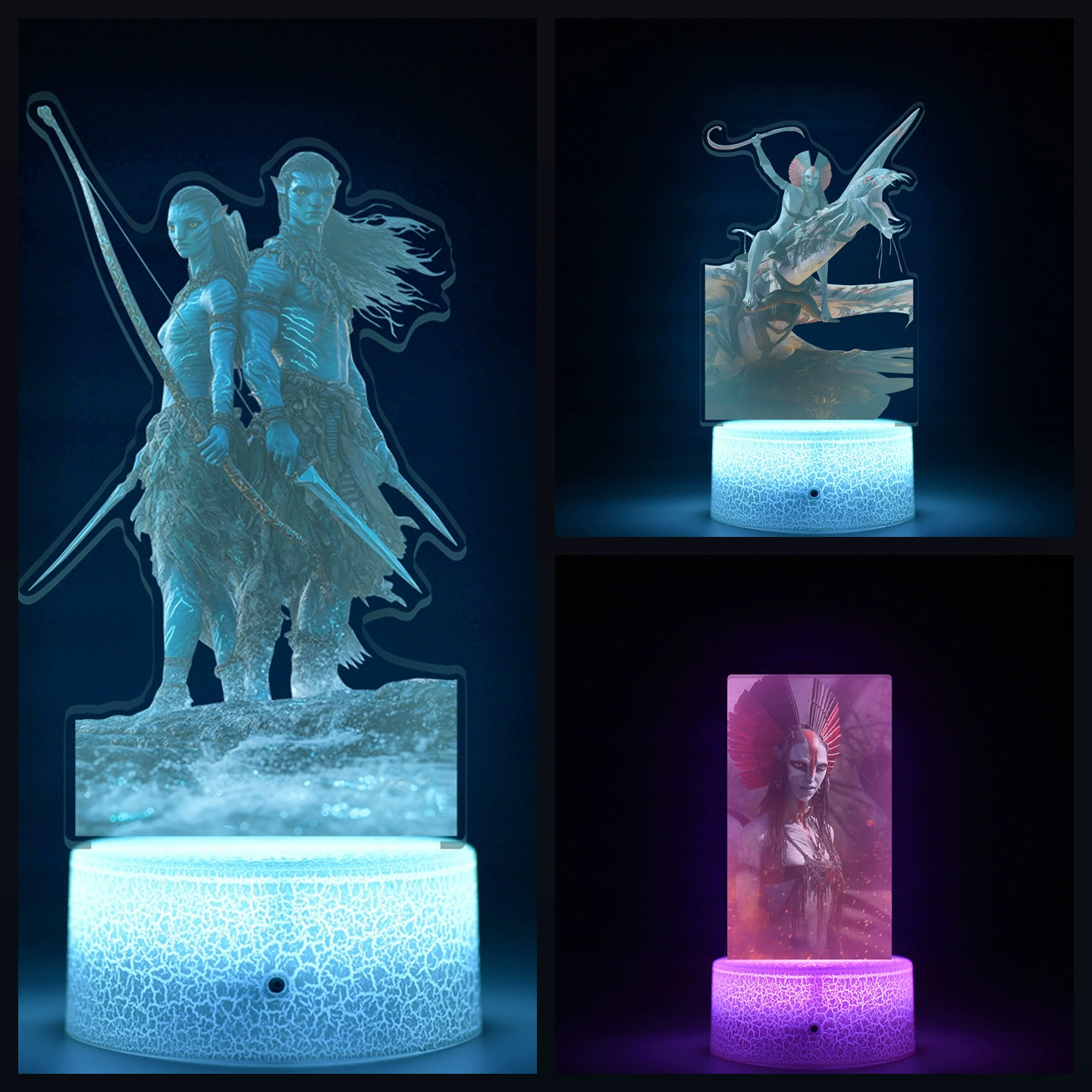 Акриловый LED-ночник Avatar 3 «Огонь и Пепел», 16 цветов, сенсорная подставка, 20,5×14,5×6 см