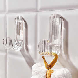 亚克力轻奢挂钩免打孔粘胶粘钩强力承重浴室透明毛巾卫生间挂衣钩