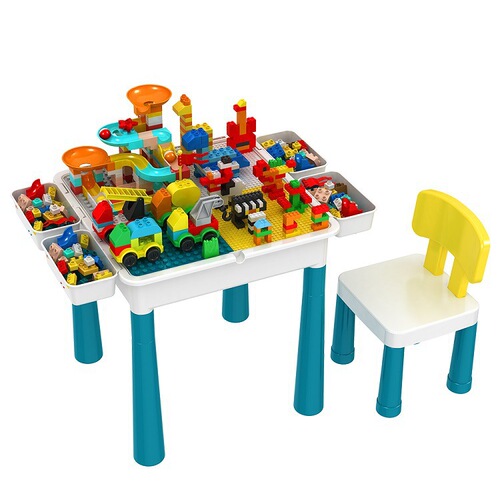Children's educational toy kindergarten multi-functional building block table compatible with Lego large particle building block assembly learning table