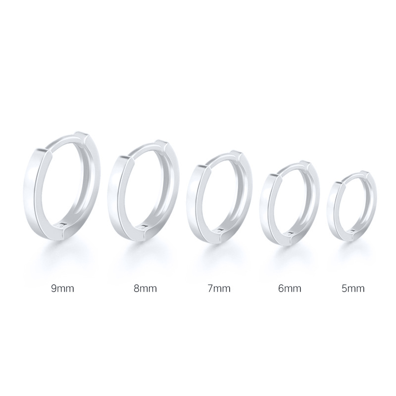 Transfronterizo para círculo llano 925 pendientes de plata esterlina de alto grado hebilla de oreja pendientes joyería al por mayor hembra