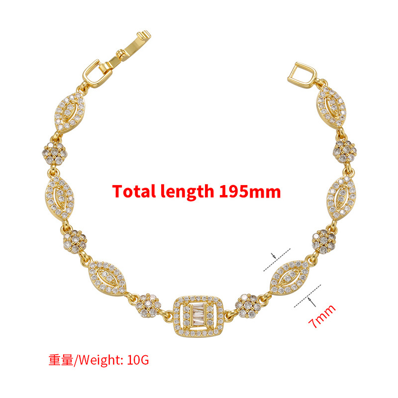 Micro-set Zircon Full Diamond Bracelet Butterfly Wheat Ear Geometric Pattern Copper Bracelet display picture 10