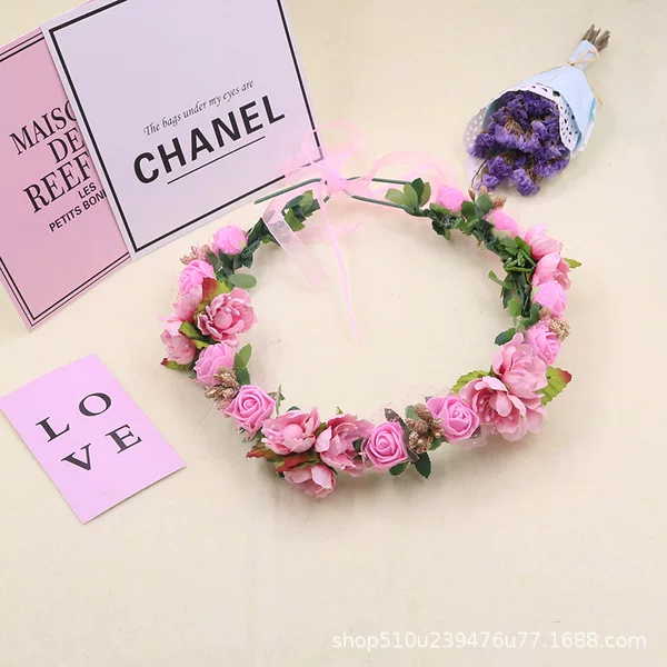 Bride's Wedding Dress Portrait Jewelry Korean-style Seaside Holiday Travel Simulation Plum Blossom Mori Women's Garland Headwear Hair Ring
