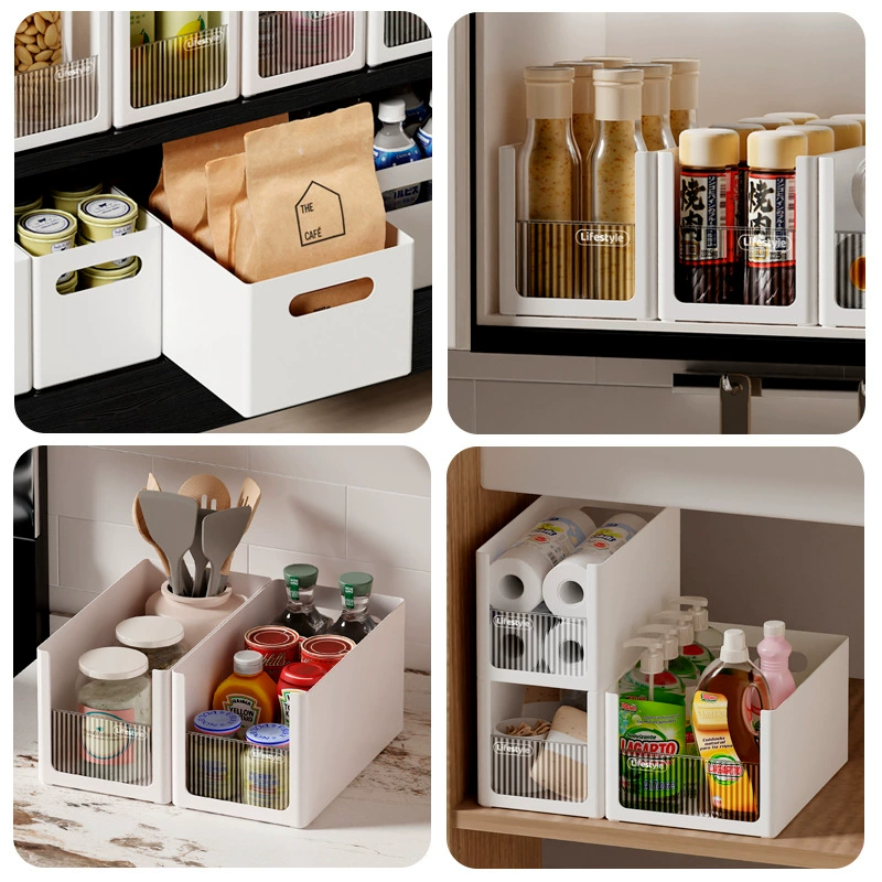 Right-angle storage box stacked storage organizer cabinet space-saving debris home kitchen cabinet plastic storage box