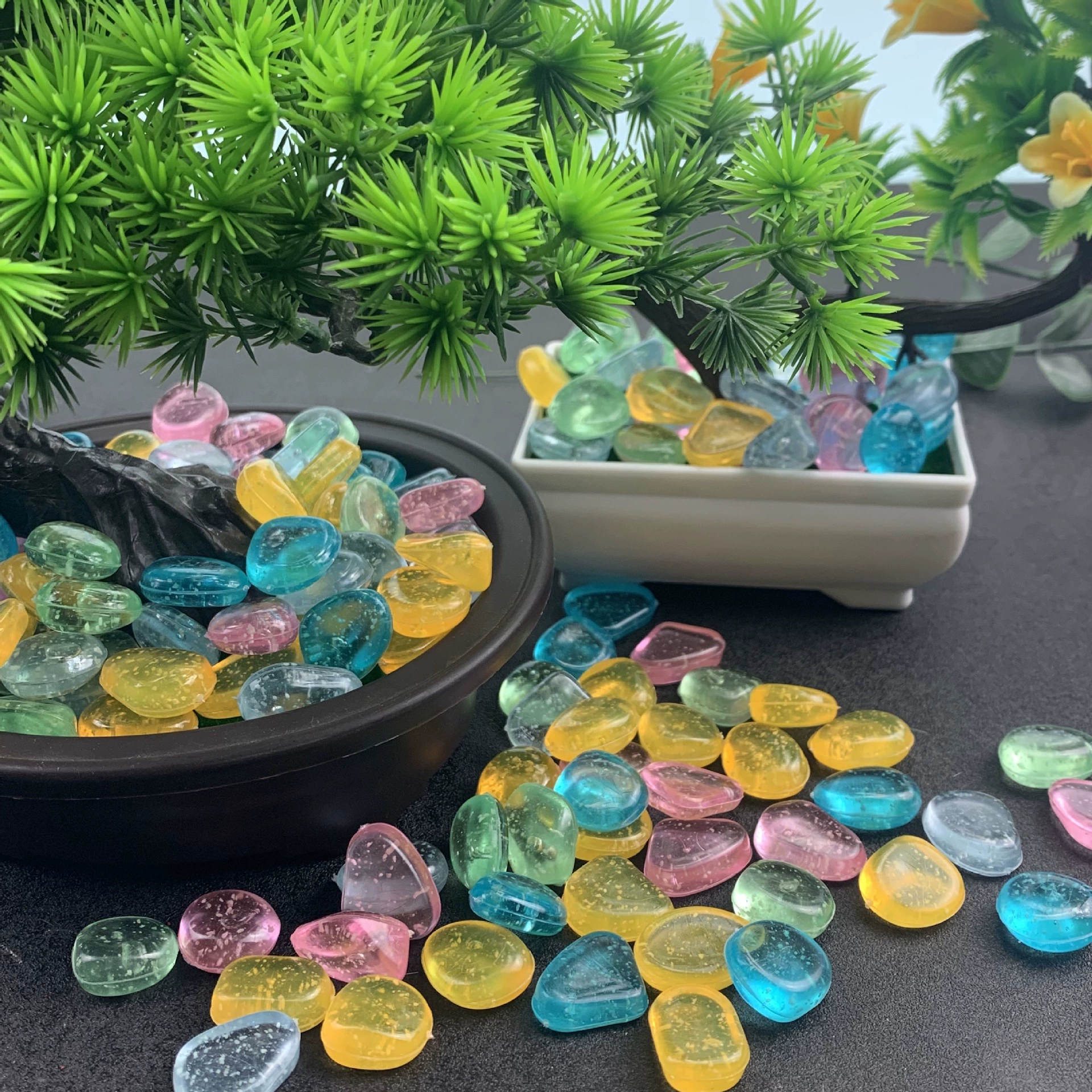 Светящиеся камни в форме звездочек 2 см, светящиеся аквариумные ландшафтные камни для садоводства, микроландшафт, трансграничные светящиеся гальки, флуоресцентные мелкие камни с эффектом мигания