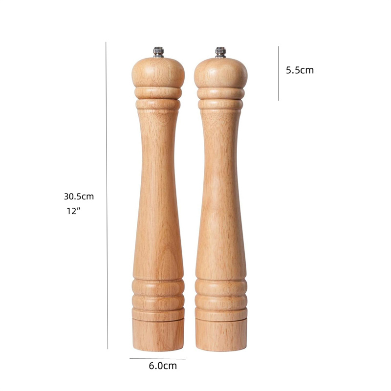 12 pulgadas de roble molinillo de pimienta negro molinillo de pimienta núcleo de cerámica molino de pimienta cocina hogar condimento botella