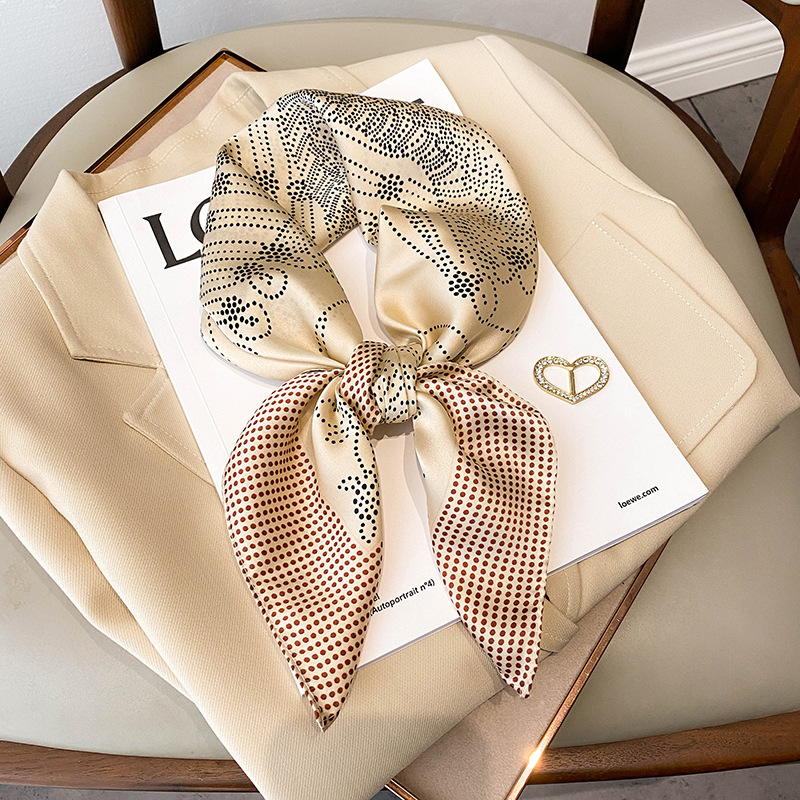 Women'S Gender Fashion, Korean Style Style Women'S Fashion Korean Style Printing Bag Polka Dots Satin Silk Scarf