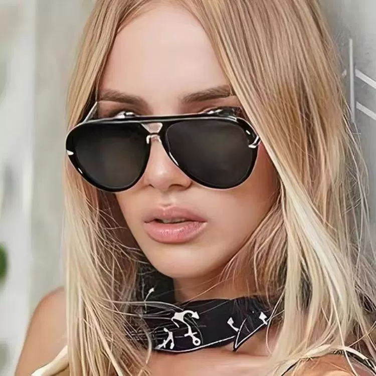 欧美复古时尚大框飞行员蛤蟆镜女ins网红街拍防紫外线太阳眼镜男