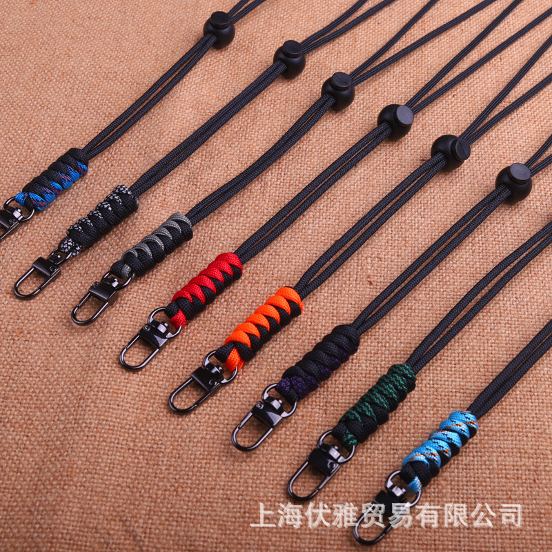 Z20 fabricante en stock color paraguas cuerda tejida clave cuerda teléfono móvil equipo electrónico tarjeta cordón contraste color tejido