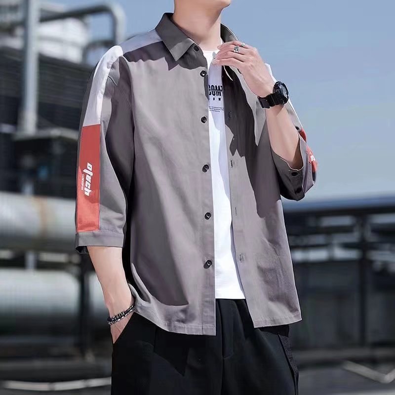 Ropa DE TRABAJO suelta de verano camisa de manga tres cuartos suelta casual volantes guapo media manga camisa de manga corta abrigo moda al por mayor